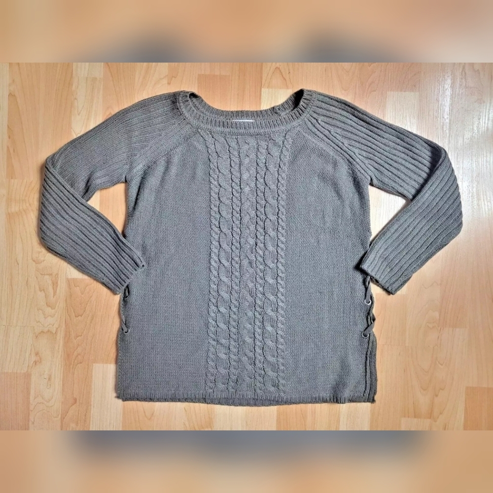 RD Style cable knit lace up side sweater